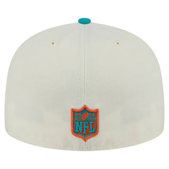 Miami Dolphins New Era Main 59FIFTY Fitted Hat Cream/Aqua - NFL