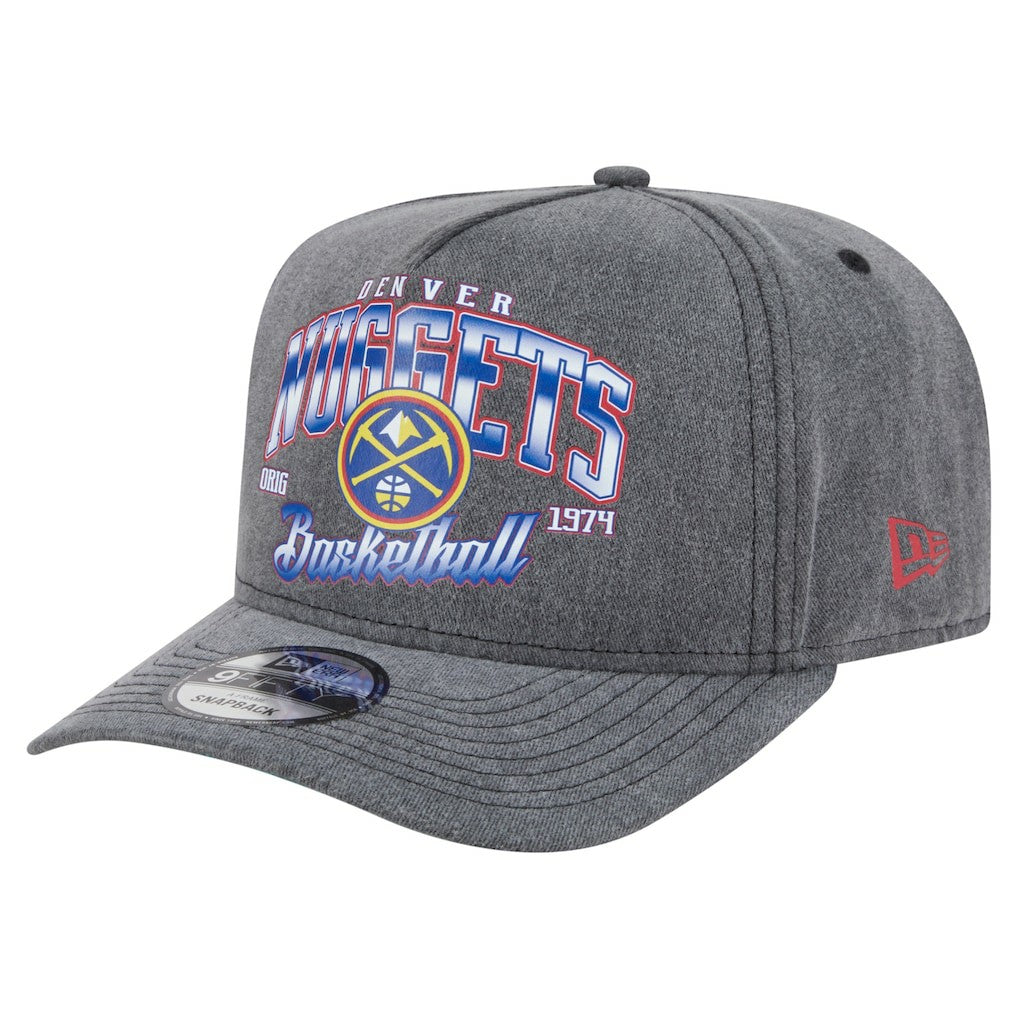 New Era - Denver Nuggets Throwback Washed Pre-Curved 9FIFTY Snapback Hat - Charcoal