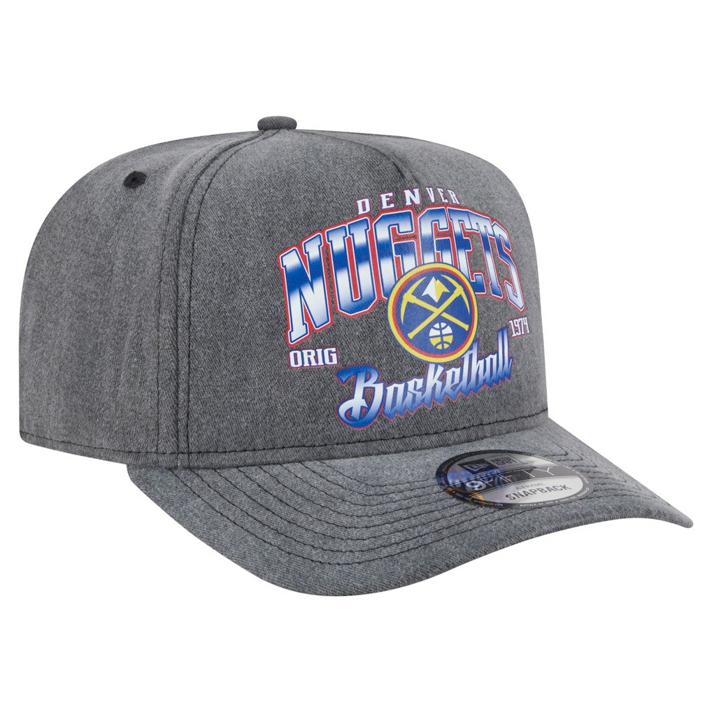 New Era - Denver Nuggets Throwback Washed Pre-Curved 9FIFTY Snapback Hat - Charcoal