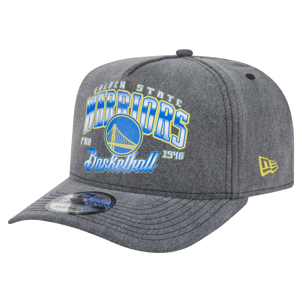 New Era - Golden State Warriors Throwback Washed Pre-Curved 9FIFTY Snapback Hat - Charcoal