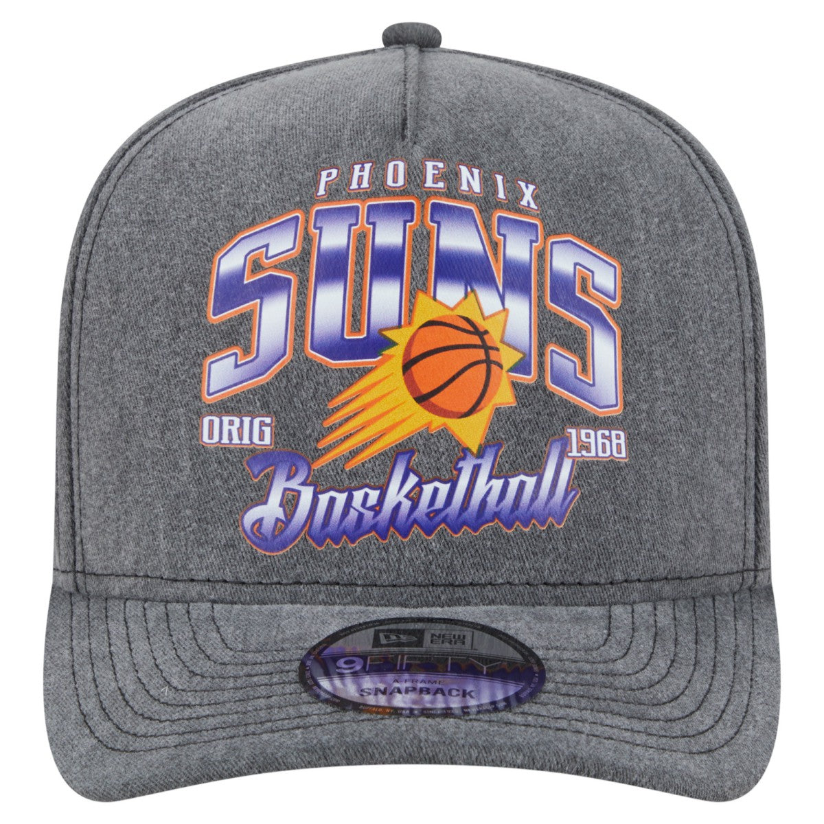 New Era - Phoenix Suns Throwback Washed Pre-Curved 9FIFTY Snapback Hat - Charcoal