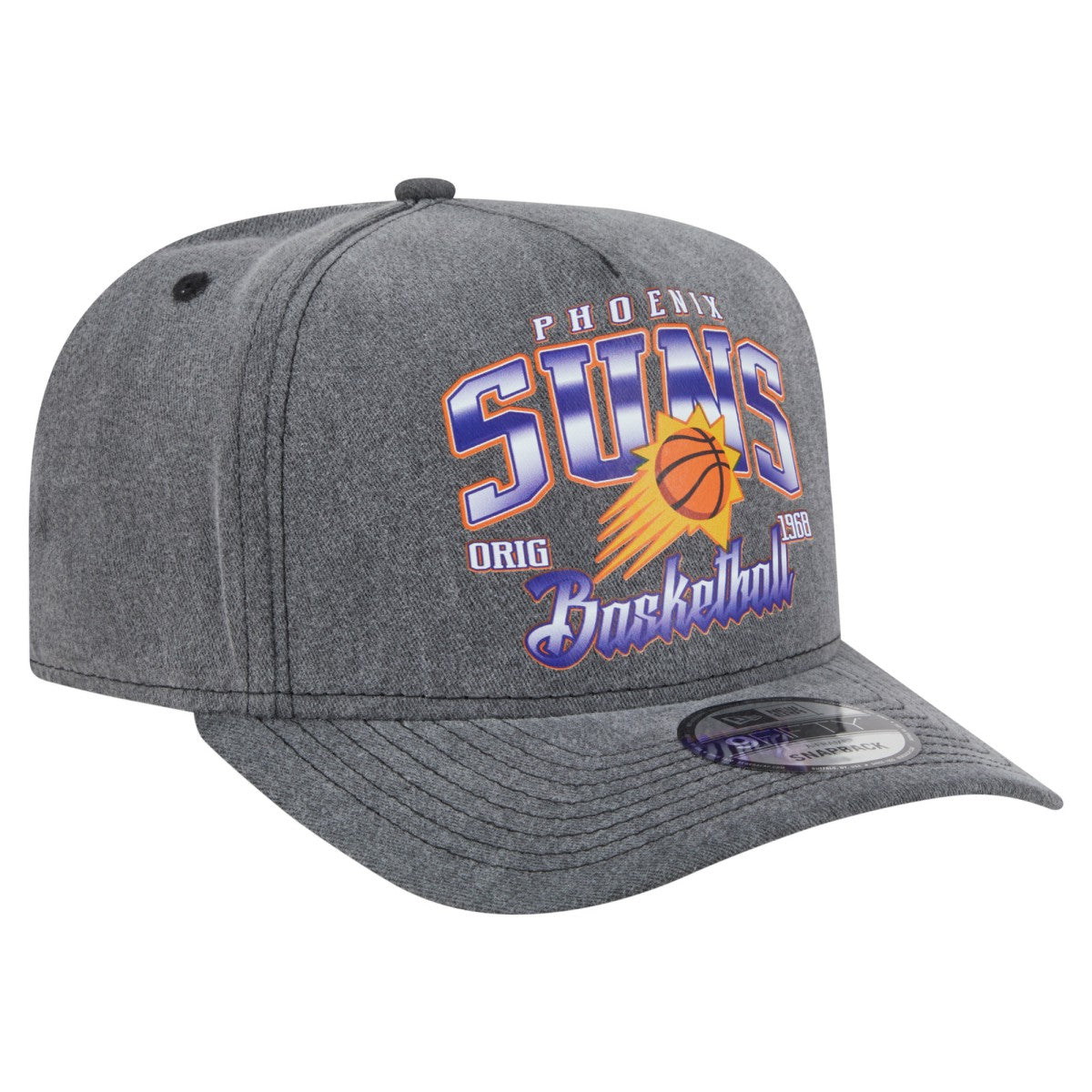 New Era - Phoenix Suns Throwback Washed Pre-Curved 9FIFTY Snapback Hat - Charcoal