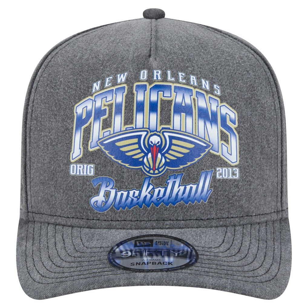 New Era - New Orleans Pelicans Throwback Washed Pre-Curved 9FIFTY Snapback Hat - Charcoal