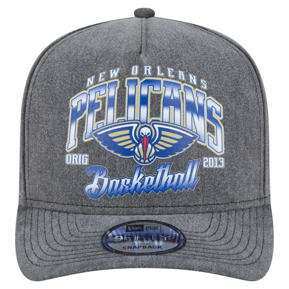 New Era - New Orleans Pelicans Throwback Washed Pre-Curved 9FIFTY Snapback Hat - Charcoal