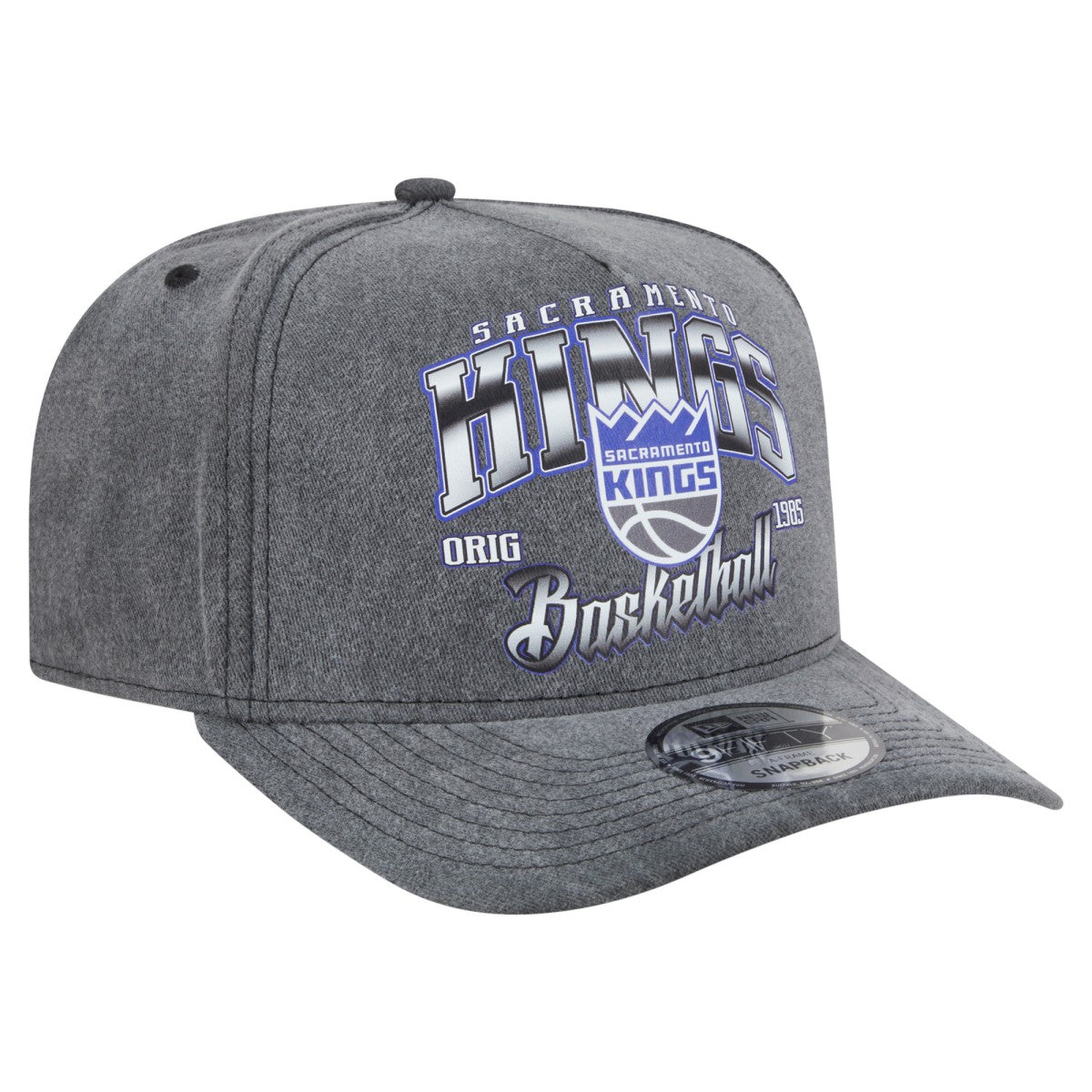 New Era - Sacramento Kings Throwback Washed Pre-Curved 9FIFTY Snapback Hat - Charcoal