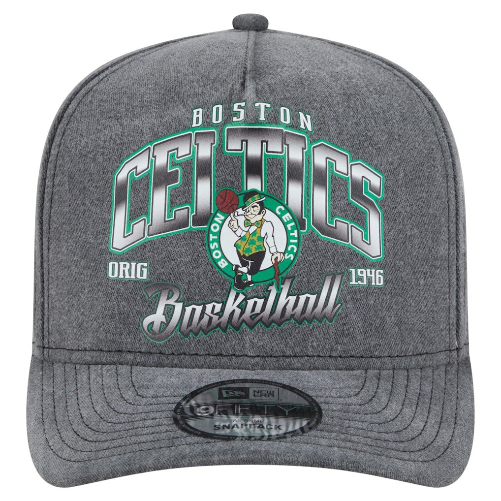 New Era - Boston Celtics Throwback Washed Pre-Curved 9FIFTY Snapback Hat - Charcoal