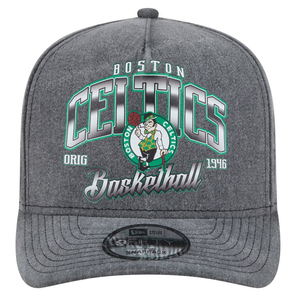 New Era - Boston Celtics Throwback Washed Pre-Curved 9FIFTY Snapback Hat - Charcoal