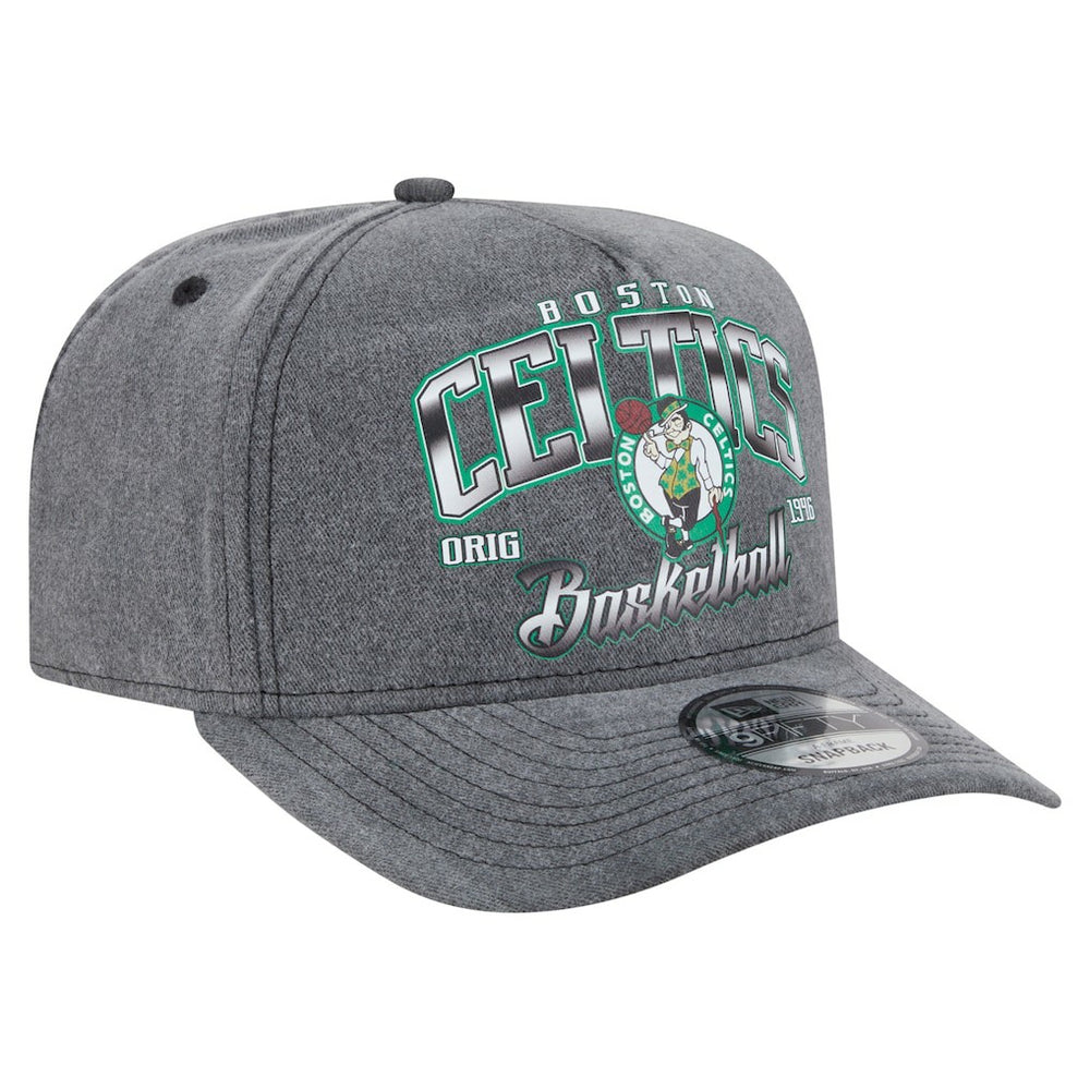 New Era - Boston Celtics Throwback Washed Pre-Curved 9FIFTY Snapback Hat - Charcoal