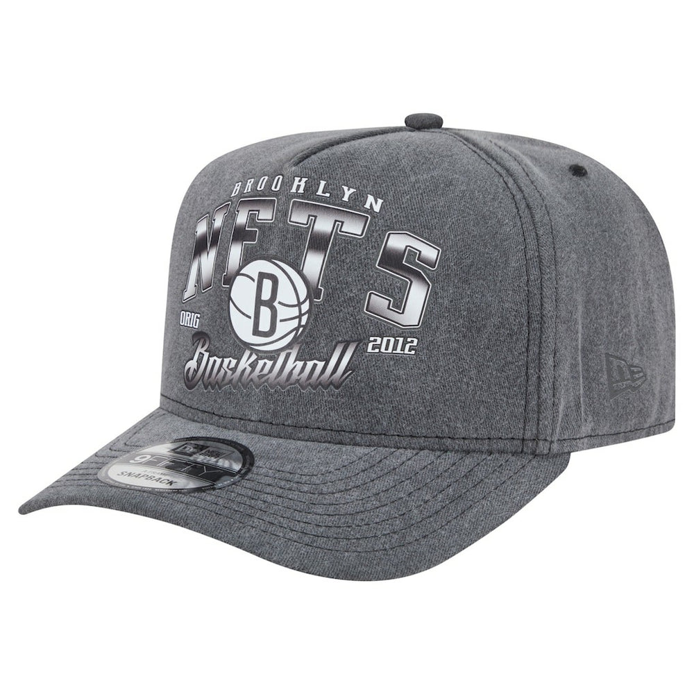 New Era - Brooklyn Nets Throwback Washed Pre-Curved 9FIFTY Snapback Hat - Charcoal