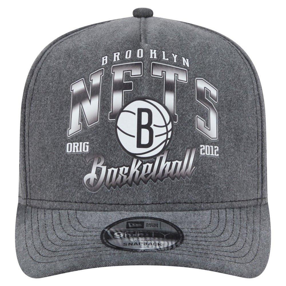 New Era - Brooklyn Nets Throwback Washed Pre-Curved 9FIFTY Snapback Hat - Charcoal