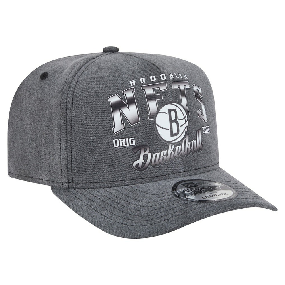 New Era - Brooklyn Nets Throwback Washed Pre-Curved 9FIFTY Snapback Hat - Charcoal