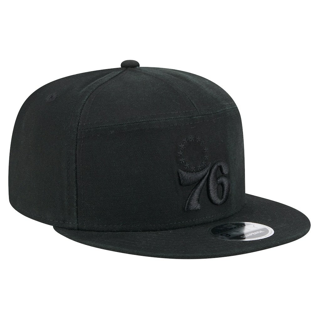 New Era - Philadelphia 76ers Adventure Canvas Split Panel 9FIFTY Snapback Hat - Black