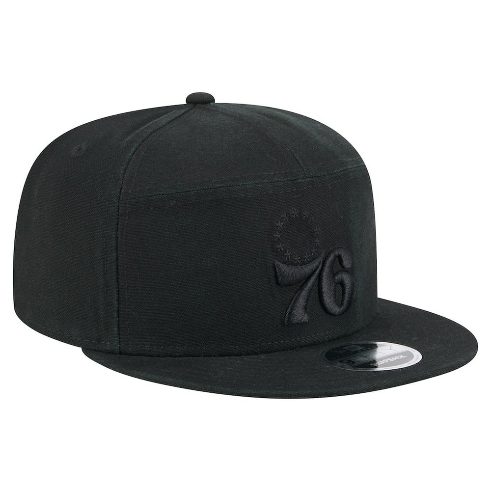 New Era - Philadelphia 76ers Adventure Canvas Split Panel 9FIFTY Snapback Hat - Black