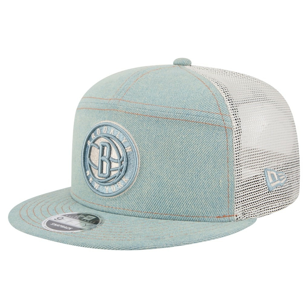 New Era - Brooklyn Nets Adventure Denim Split Panel 9FIFTY Snapback Trucker Hat