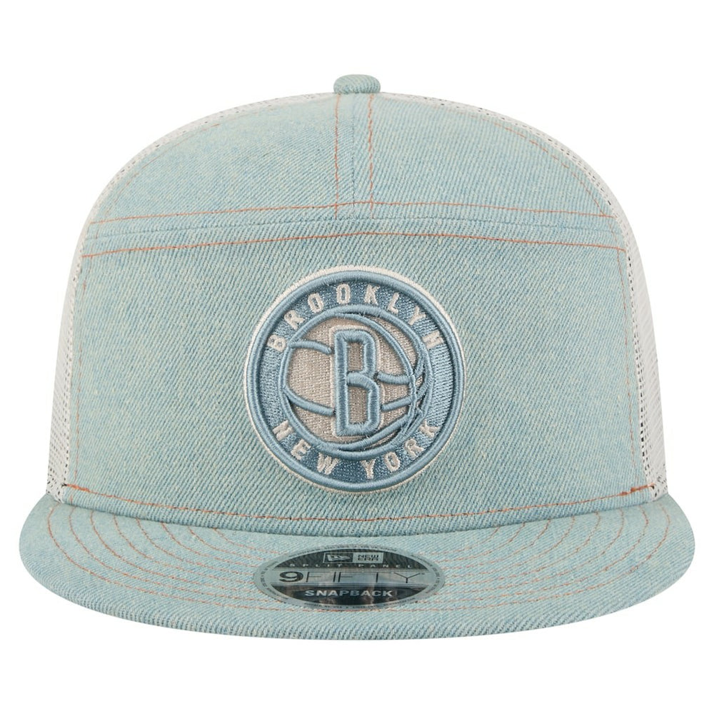 New Era - Brooklyn Nets Adventure Denim Split Panel 9FIFTY Snapback Trucker Hat