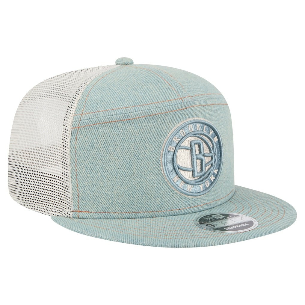 New Era - Brooklyn Nets Adventure Denim Split Panel 9FIFTY Snapback Trucker Hat