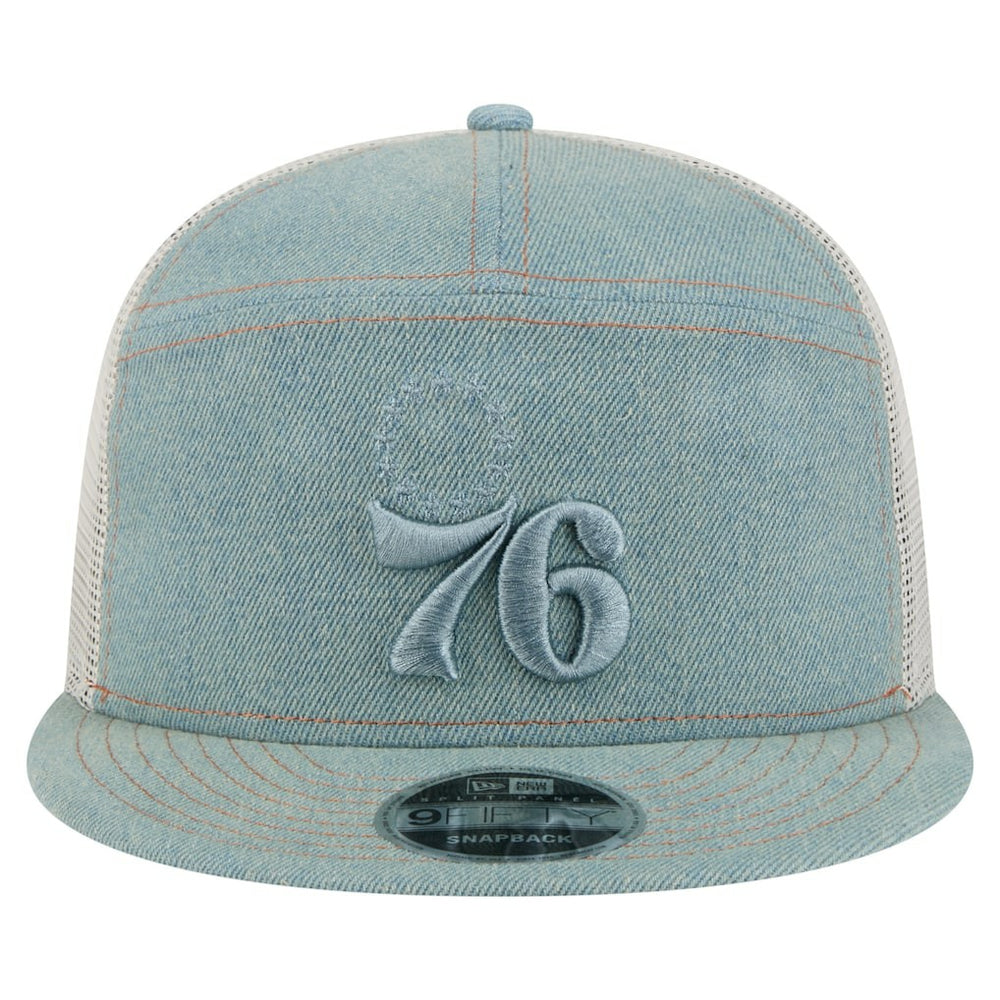 New Era - Philadelphia 76ers Adventure Denim Split Panel 9FIFTY Snapback Trucker Hat