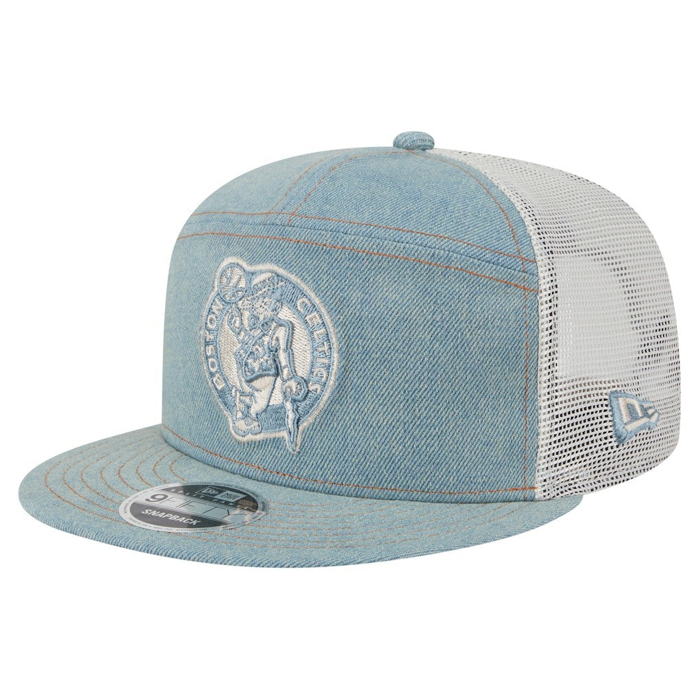 New Era - Boston Celtics Adventure Denim Split Panel 9FIFTY Snapback Trucker Hat