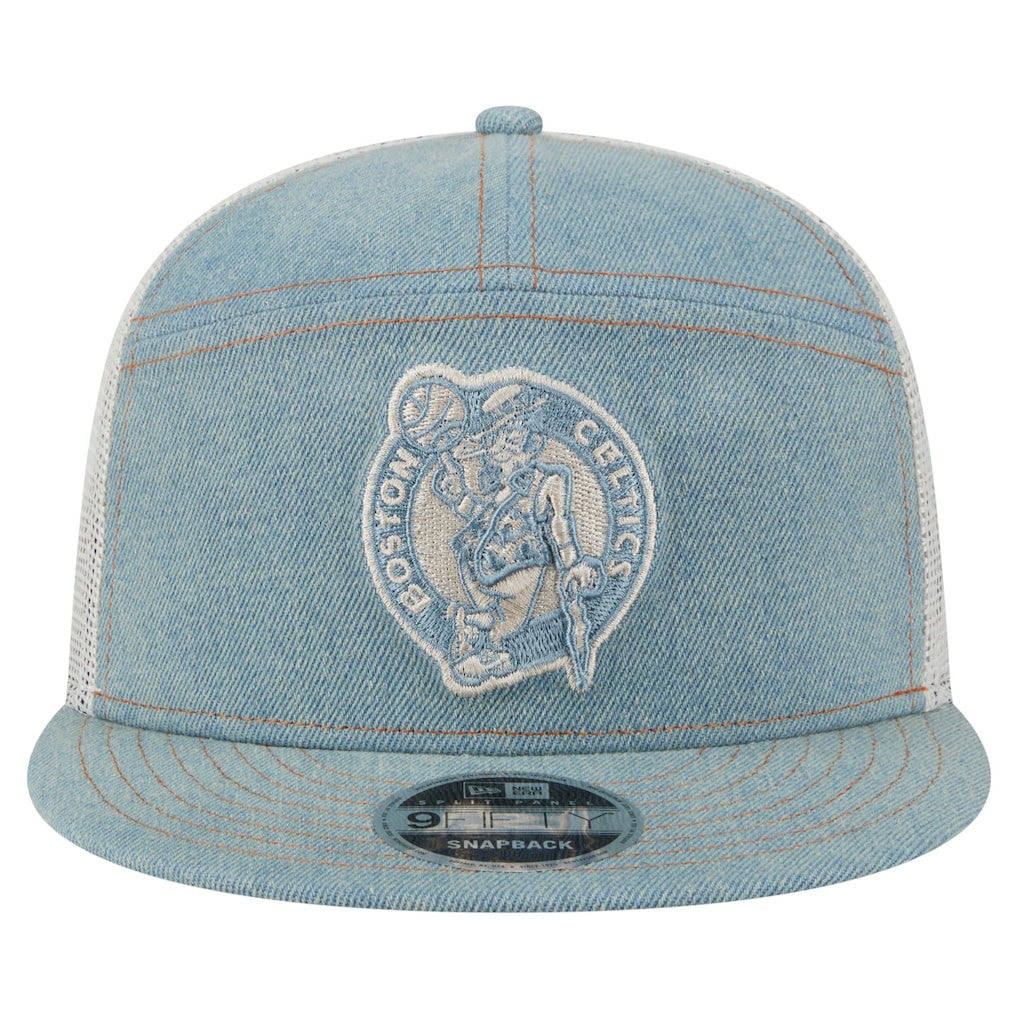 New Era - Boston Celtics Adventure Denim Split Panel 9FIFTY Snapback Trucker Hat