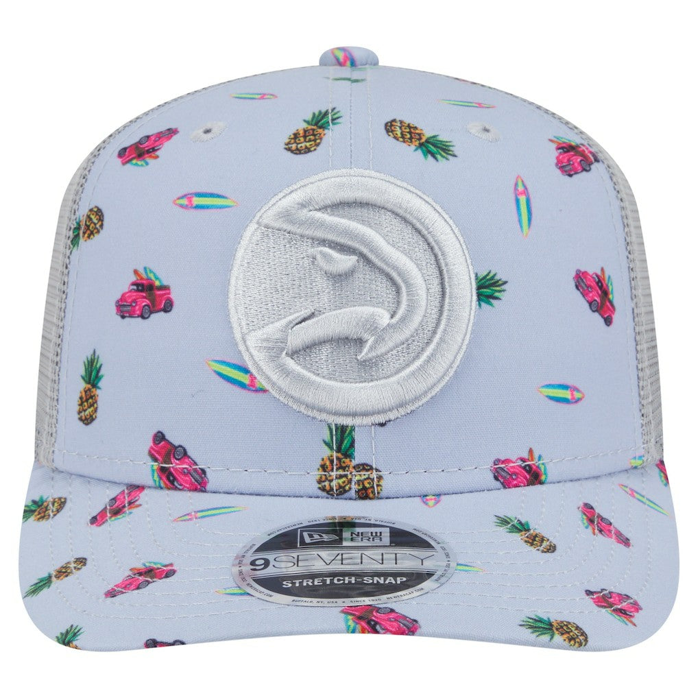 New Era - Atlanta Hawks Adventure Aloha Pattern 9SEVENTY Stretch-Snap Hat - Light Blue/Gray