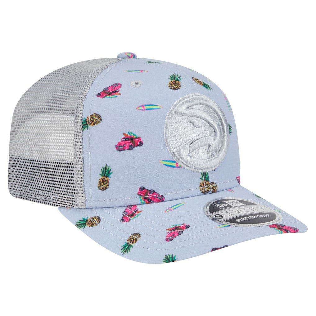 New Era - Atlanta Hawks Adventure Aloha Pattern 9SEVENTY Stretch-Snap Hat - Light Blue/Gray