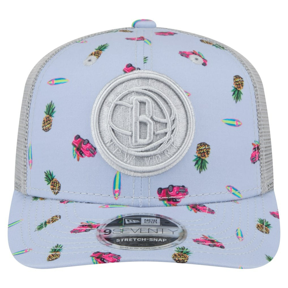 New Era - Brooklyn Nets Adventure Aloha Pattern 9SEVENTY Stretch-Snap Hat - Light Blue/Gray