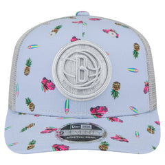 New Era - Brooklyn Nets Adventure Aloha Pattern 9SEVENTY Stretch-Snap Hat - Light Blue/Gray