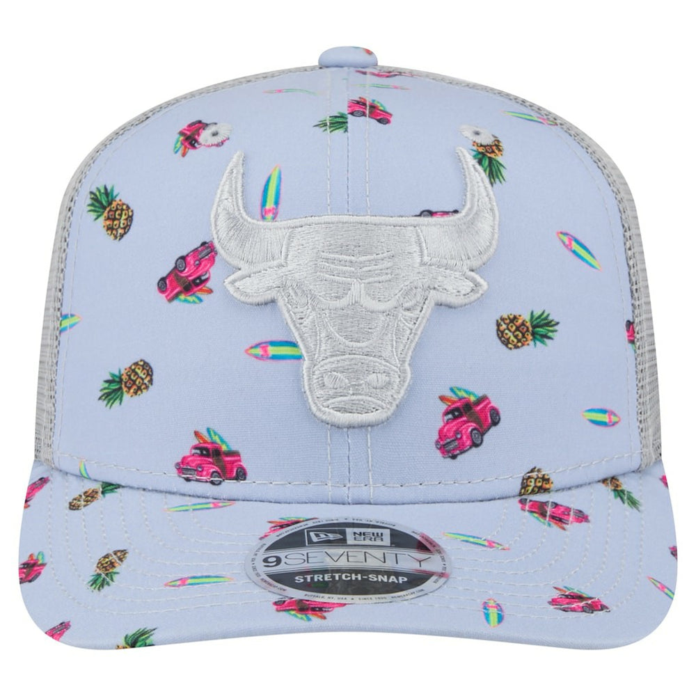 New Era - Chicago Bulls Adventure Aloha Pattern 9SEVENTY Stretch-Snap Hat - Light Blue/Gray