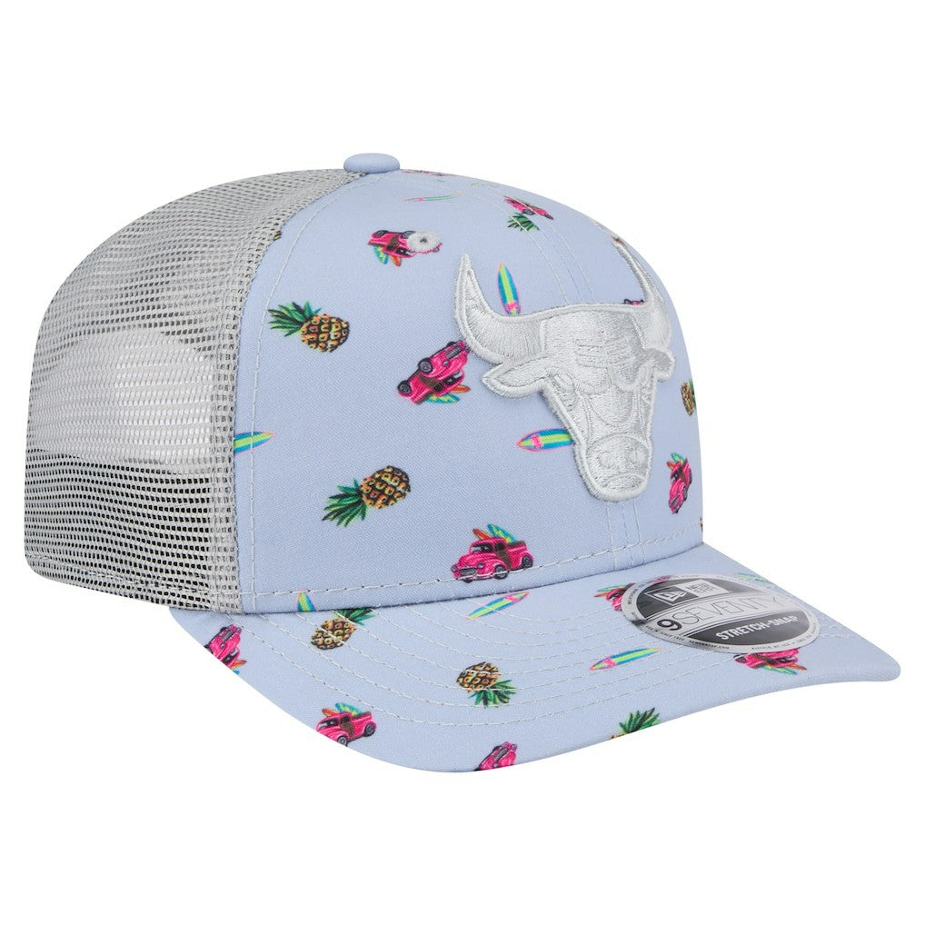 New Era - Chicago Bulls Adventure Aloha Pattern 9SEVENTY Stretch-Snap Hat - Light Blue/Gray