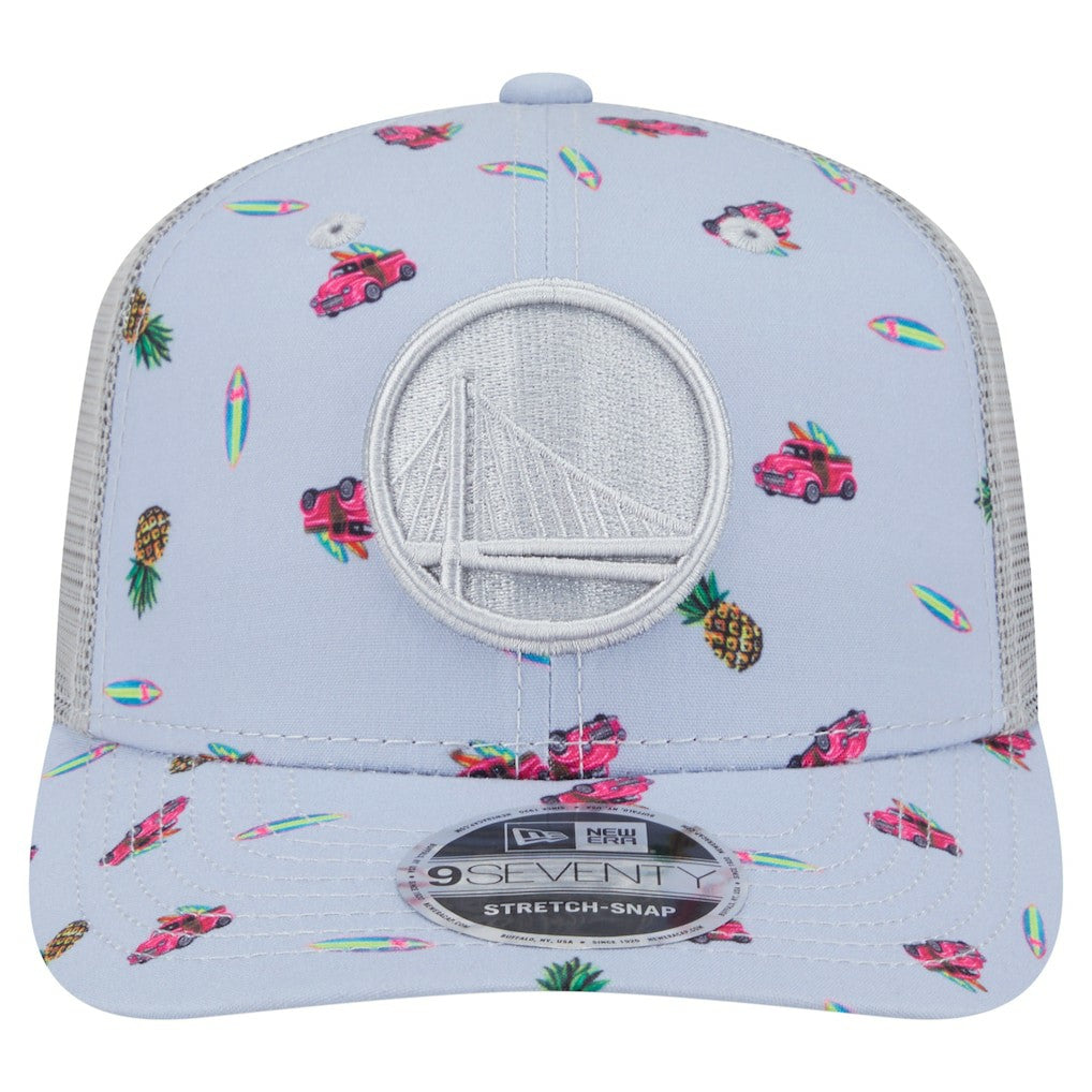 New Era - Golden State Warriors Adventure Aloha Pattern 9SEVENTY Stretch-Snap Hat - Light Blue/Gray