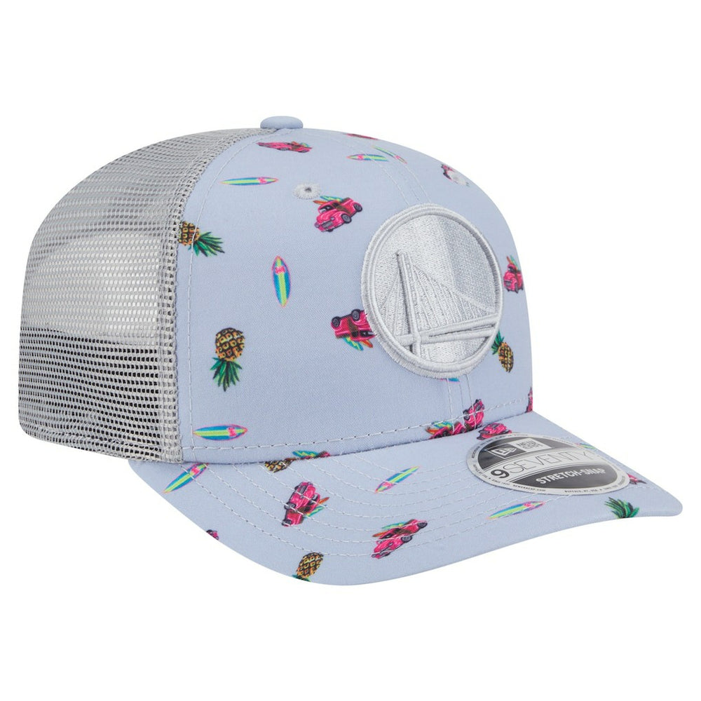 New Era - Golden State Warriors Adventure Aloha Pattern 9SEVENTY Stretch-Snap Hat - Light Blue/Gray