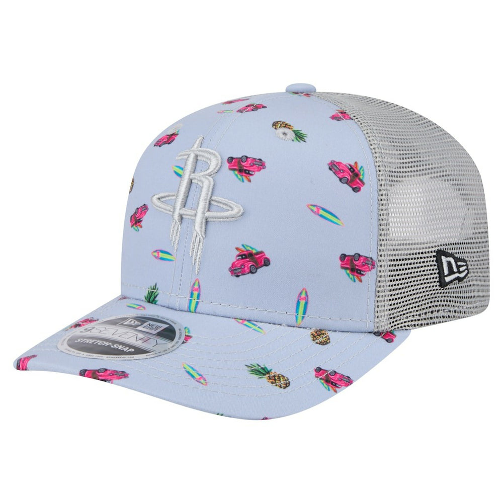 New Era - Houston Rockets Adventure Aloha Pattern 9SEVENTY Stretch-Snap Hat - Light Blue/Gray