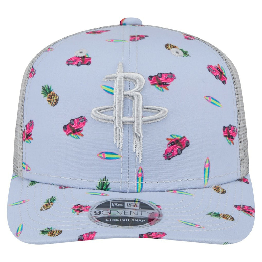 New Era - Houston Rockets Adventure Aloha Pattern 9SEVENTY Stretch-Snap Hat - Light Blue/Gray