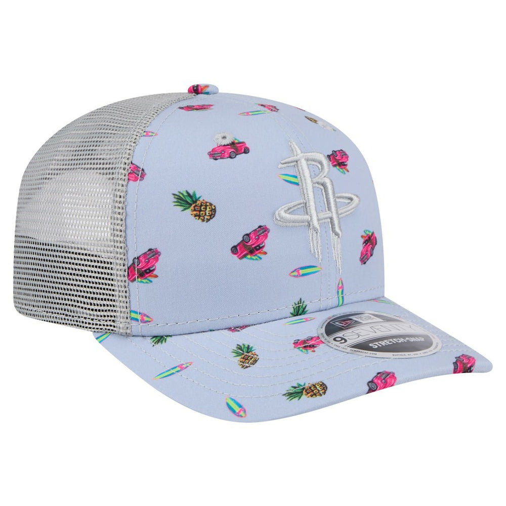 New Era - Houston Rockets Adventure Aloha Pattern 9SEVENTY Stretch-Snap Hat - Light Blue/Gray