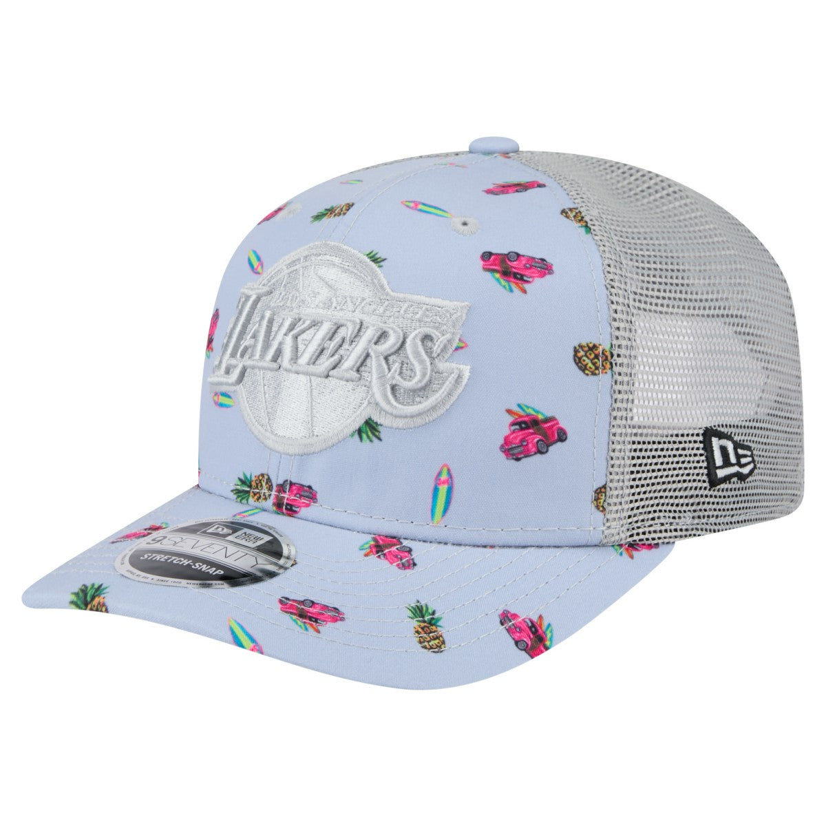 New Era - Los Angeles Lakers Adventure Aloha Pattern 9SEVENTY Stretch-Snap Hat - Light Blue/Gray
