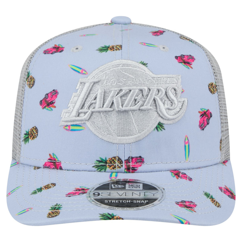 New Era - Los Angeles Lakers Adventure Aloha Pattern 9SEVENTY Stretch-Snap Hat - Light Blue/Gray