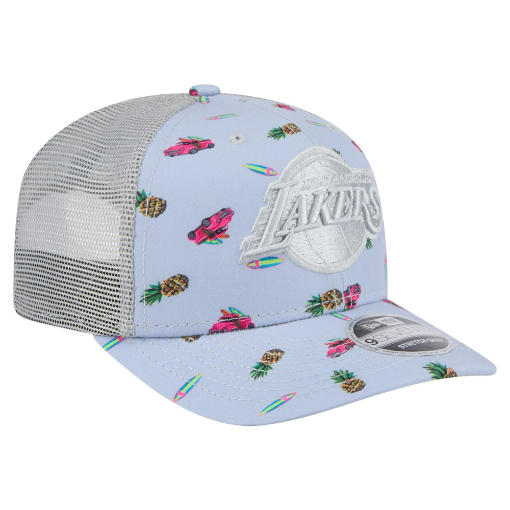 New Era - Los Angeles Lakers Adventure Aloha Pattern 9SEVENTY Stretch-Snap Hat - Light Blue/Gray