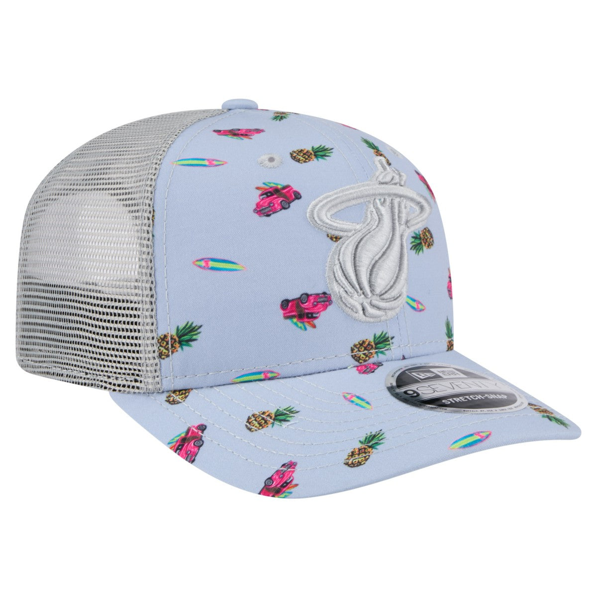 New Era - Miami Heat Adventure Aloha Pattern 9SEVENTY Stretch-Snap Hat - Light Blue/Gray