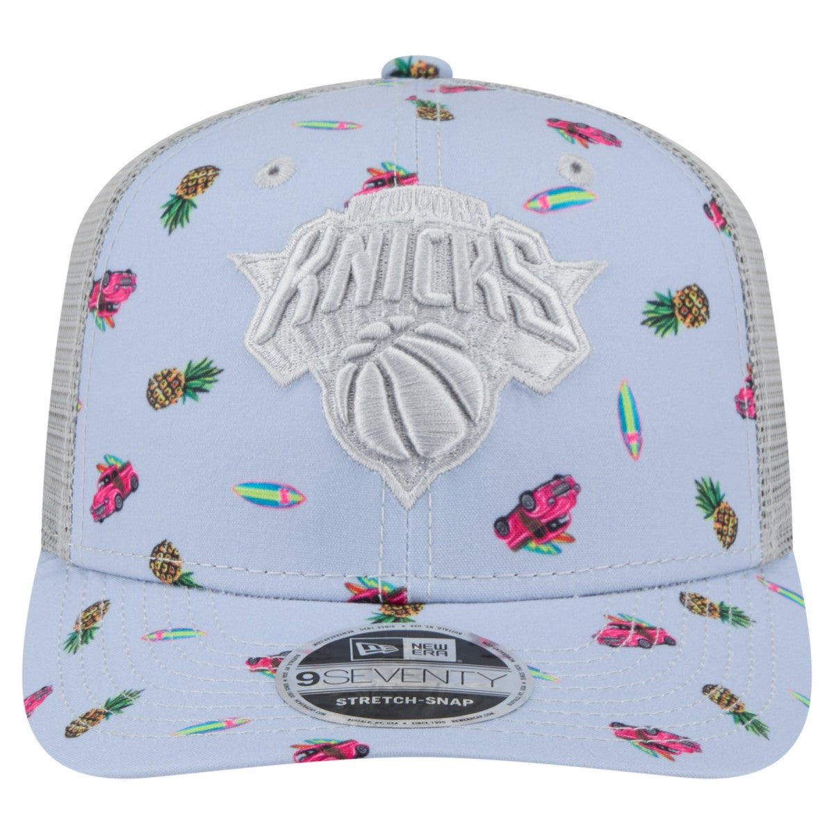 New Era - New York Knicks Adventure Aloha Pattern 9SEVENTY Stretch-Snap Hat - Light Blue/Gray