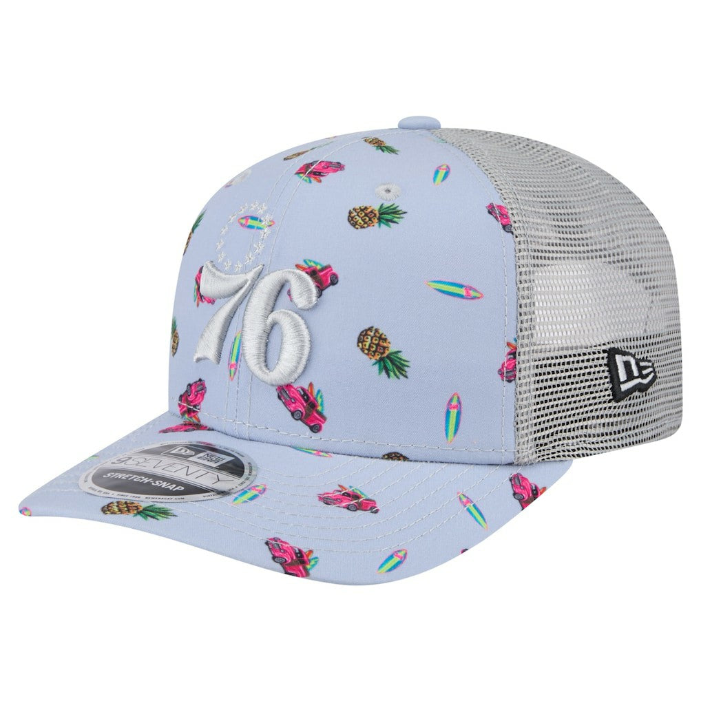 New Era - Philadelphia 76ers Adventure Aloha Pattern 9SEVENTY Stretch-Snap Hat - Light Blue/Gray
