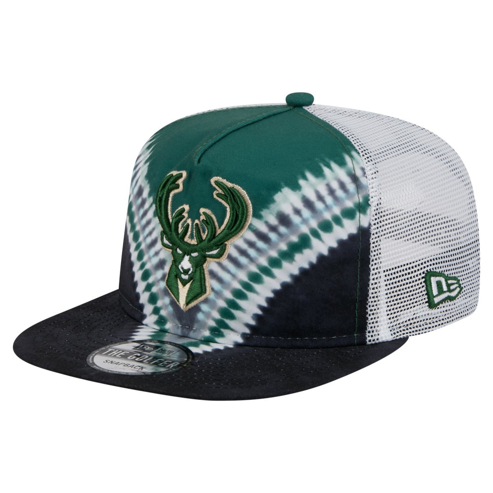 New Era - Milwaukee Bucks Throwback Dye Golfer Snapback Hat - Black/Hunter Green