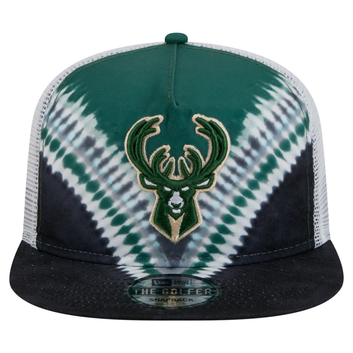 New Era - Milwaukee Bucks Throwback Dye Golfer Snapback Hat - Black/Hunter Green