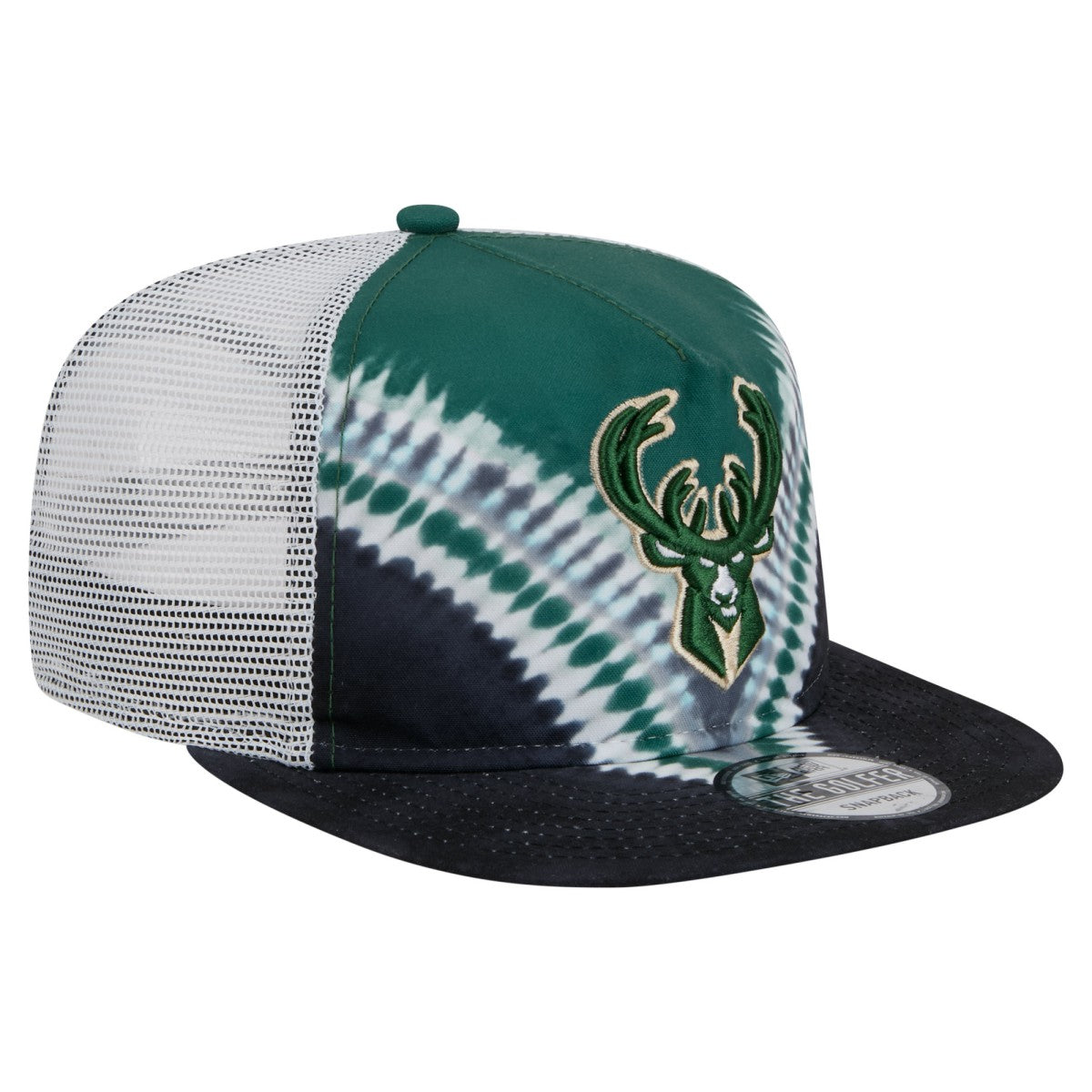 New Era - Milwaukee Bucks Throwback Dye Golfer Snapback Hat - Black/Hunter Green