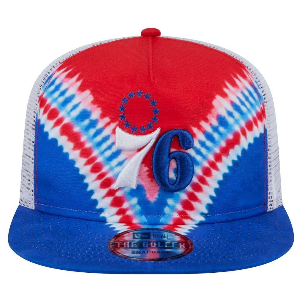 New Era - Philadelphia 76ers Throwback Dye Golfer Snapback Hat - Royal/Red
