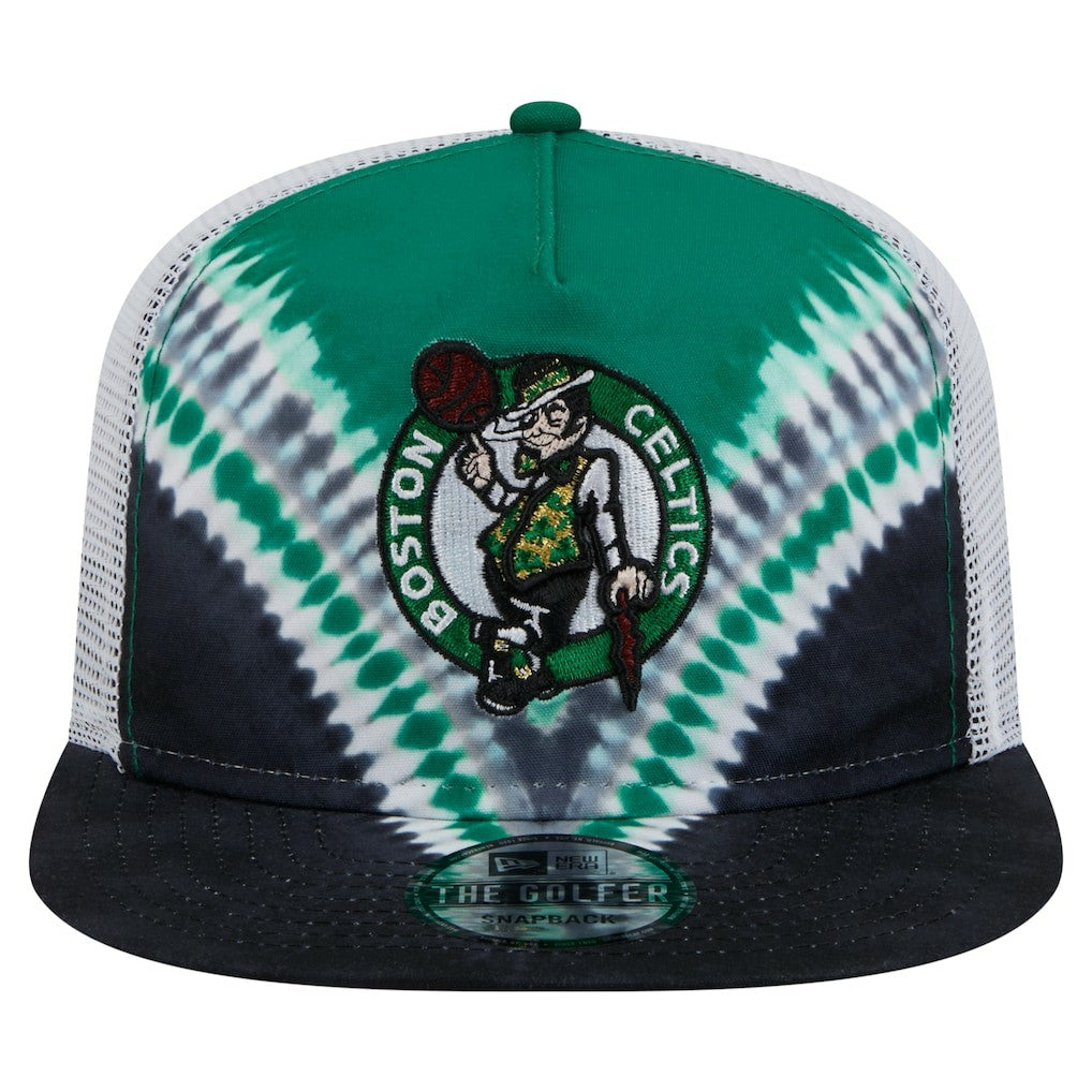New Era - Boston Celtics Throwback Dye Golfer Snapback Hat - Black/Kelly Green
