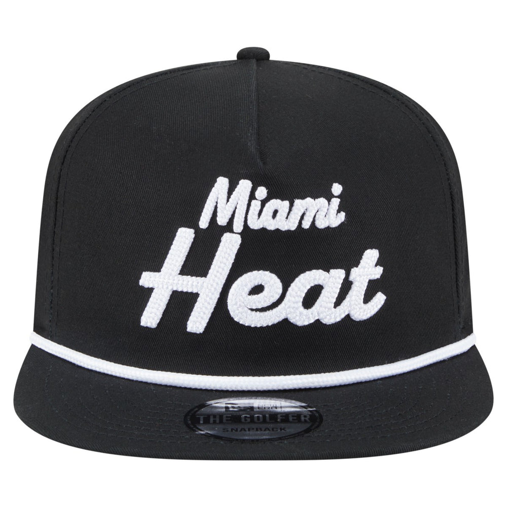 New Era - Miami Heat Team Text Golfer Snapback Hat - Black