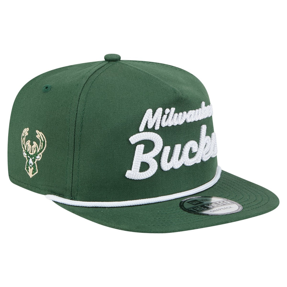 New Era - Milwaukee Bucks Team Text Golfer Snapback Hat - Hunter Green