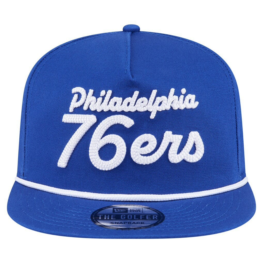 New Era - Philadelphia 76ers Team Text Golfer Snapback Hat - Royal