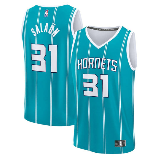 Tidjane Salaun Charlotte Hornets 2024 NBA Draft Fast Break Player Jersey - Icon Edition - Teal | NBA Jerseys
