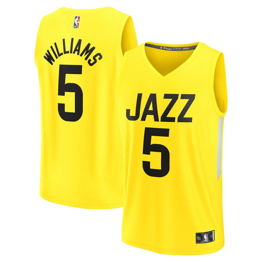 Fanatics - Cody Williams Utah Jazz Youth 2024 NBA Draft Fast Break Player Jersey - Icon Edition - Yellow